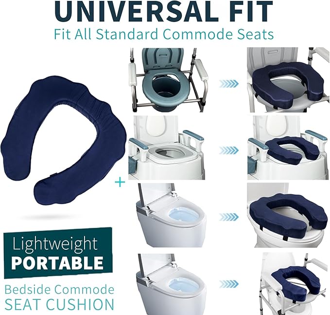 Raised Toilet Seat Cushion – High-Density Foam Booster Pad for Elderly, Seniors, Disabled – Toilet Riser for Standard & Elongated Toilets – Commode Seat Cushion Non-Slip & Easy to Clean (2 inches)