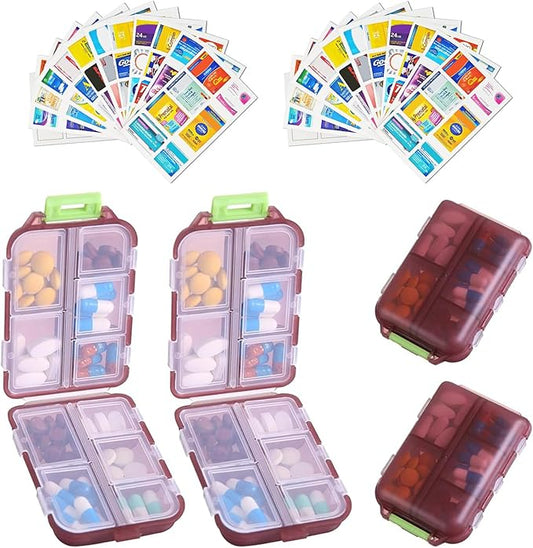 2PCS 7-Day Pill Organizer with Labels – Travel Pill Case, Daily Medication Organizer | Compact & Secure | Fits in Pocket/Purse (3.7” x 2.4”)