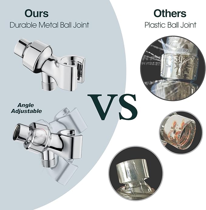 BRIGHT SHOWERS 9 Spray Settings Shower Head with Handheld High Pressure Chrome Hand Held Showerhead with 60 Inch Stainless Steel Hose and Adjustable Overhead Bracket