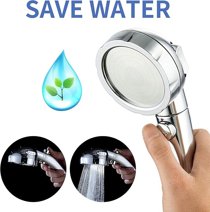 SINGSUO High Pressure Handheld Shower Head with On Off Switch, Detachable Shower Head, 3 Spray Modes Shower Massager Handheld with Hose and Adjustable Angle Bracket (Chrome)