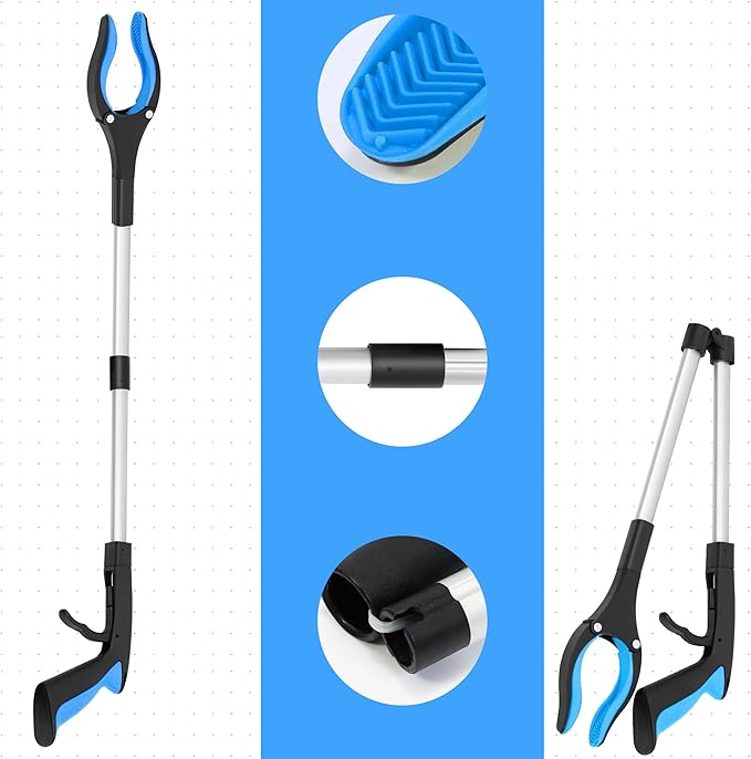 Grabber Reacher Tool -2 Pack 32” Reacher Grabber Tool with Strong Magnetic and Swivel Head - Pick Up Stick Grabbers for Seniors, Trash, Surgery Recovery Must Haves Gifts (Blue)