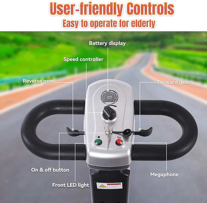 4 Wheel Mobility Scooter for Seniors & Adults Easy to Use Operate and Foldable ,Heavy Duty 418 LBS, 12.4 Mile Range, Tight Turning Radius