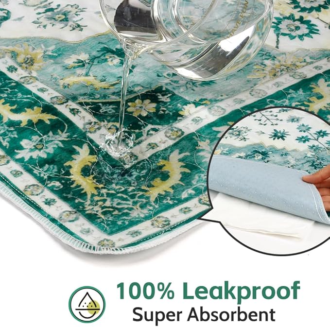 Washable Pee Pads for Dogs 2 Pack Reusable Puppy Training Pads 60"x48" Super Absorbent Waterproof Dog Training Pads, Non-Slip Potty Pads Whelping Pads Litter Mat Pet Supplies - Green Medallion