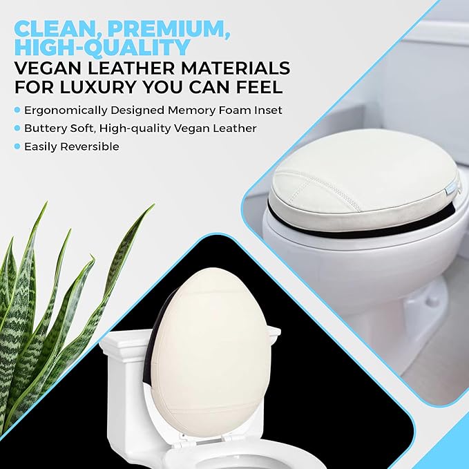 Toilet Lid Back Support Cushion for Seniors, Disabled, Postpartum Mothers, Back Surgery Recovery & Mobility Issues | Water-Resistant, Easy Slip-On, Fits All Round & Oval Toilet Lids