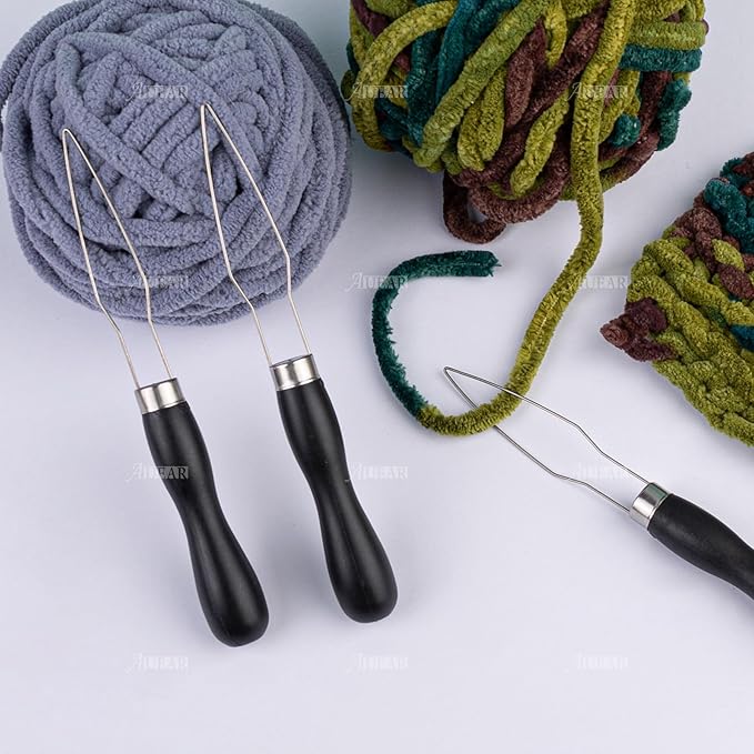 AUEAR, 5 Pack Black Button Wire Loop Hook Zipper Pull with Handle Helper Tool for Home Travel
