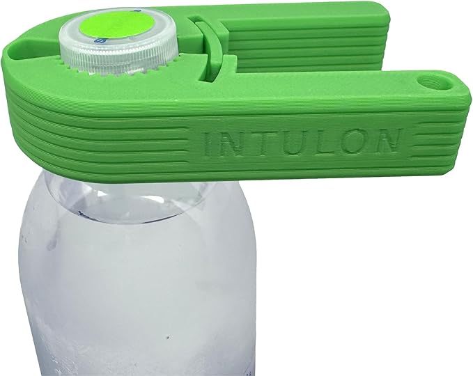 Intulon V7 Water Bottle Opener for Seniors Ergonomic Design Weak Hands Arthritis Friendly Twist Cap Remover Kitchen Gadget Handy Lightweight Utensil (Lime Green)