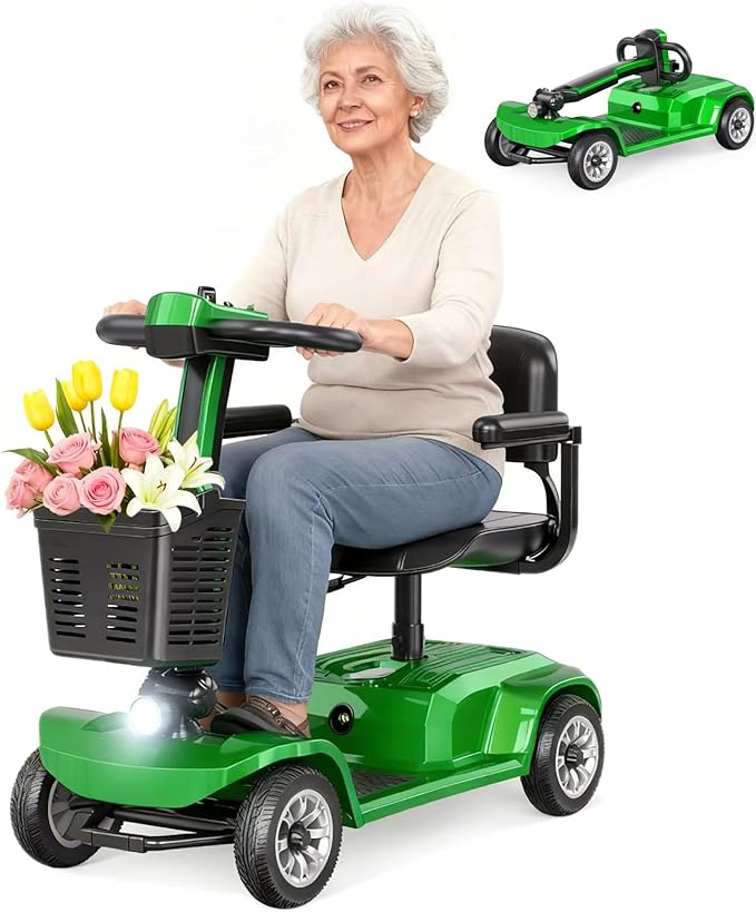 Heavy Duty Mobility Scooter for Seniors, Red,420 lbs Capacity -12.4 Miles Range 4 Wheel Electric Scooter with Seat, 20° Hill Climb, 300W Motor, Easy to Operate and Foldable