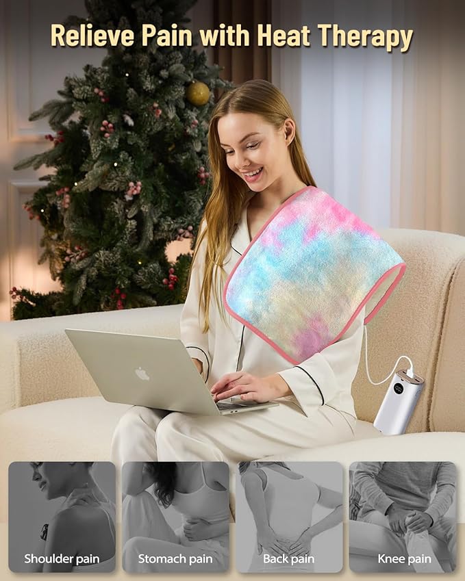 USB Heating Pad, Portable Heating Pad for Travel, 18"x 14" Small 5V Electric Heating Pad, Washable, 3 Heat Settings, Auto Shut Off, Heat Therapy for Period Cramps Back Pain Relief (Plug-in Only)