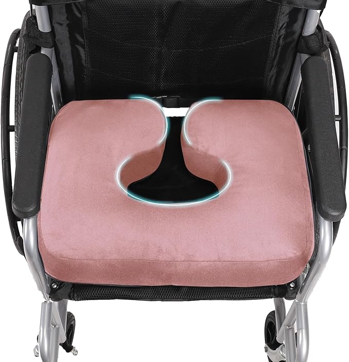 Wheelchair Cushions for Seniors Tailbone Pain Relief, Seat Cushions for Pressure Sores Bedsores, Long Sitting Donut Pillow for Sciatica Pressure Relief (Pink)