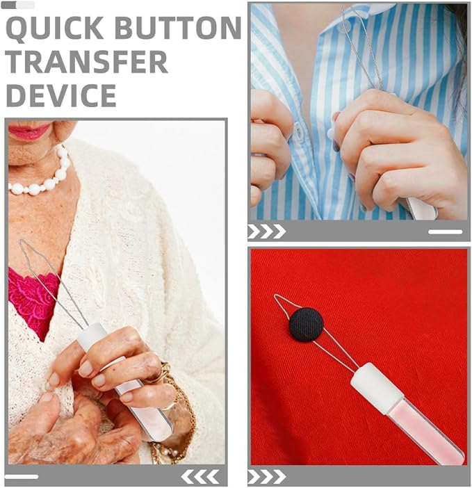 2pcs Acrylic Button Hook and Zipper Pull Assist Tool for Seniors Elderly Dressing Aid Clothing Fastener Helper for Mobility and Daily Living