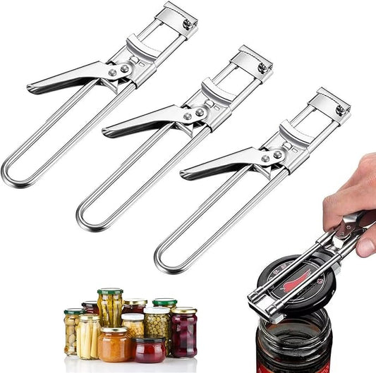 2026 New Adjustable Stainless Steel Jar Opener, Extended 9 inch Jar Opener for Weak Hands, Multifunctional Lid Gripper Bottle Opener with Handle, Easy Open Kitchen Tool for Seniors and Kids (3 Pcs)