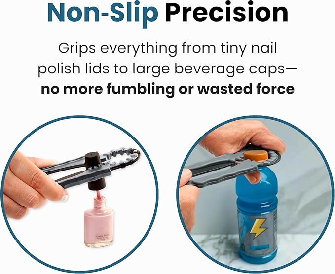 Jokari 3-Pack Multi Bottle Opener – Jar Lid Opener, Can Tab Lifter, Twist Cap Gripper – Ergonomic Kitchen Tool for Weak Hands or Arthritis – Opens Soda, Beer, Nail Polish, and More
