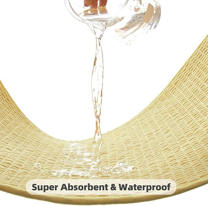 TYUU Large Bathroom Rugs Non Slip Washable Bath Rugs Super Absorbent Bathroom Rug Thin Quick Dry Low Pile Bath Mats, Yellow 36"x48"