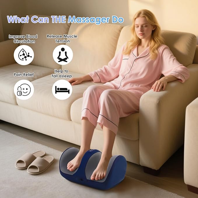 Foot Massager with Heat, Electric Foot and Calf Massager with Roller, Deep Tissue Massage for Plantar Fasciitis, Neuropathy & Pain Relief, Gifts for Women & Men(Black)