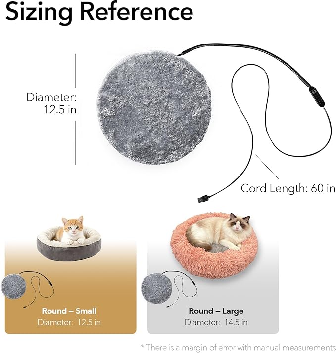 USB Pet Heating Pad with Washable Cover, 5-Temp & Timer – Turn Any Bed Heated, 140°F Auto Shut-Off, 5V Safe Warmer for Cats & Dogs Indoor/Outdoor, Power Bank/Wall/Car Powered (12"x12")