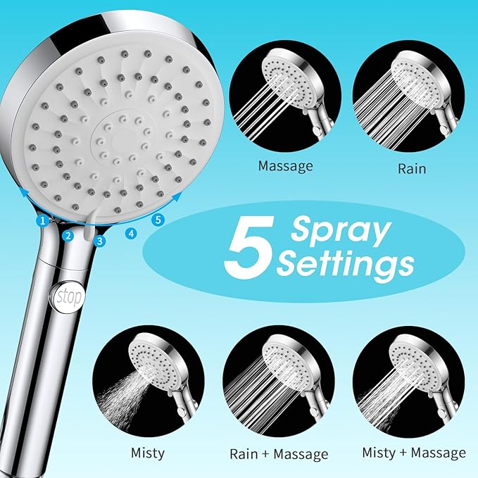FASDUNT Shower Head with Handheld, Filtered Shower Head with 80" Extra Long Hose, 20-Stage Filter for Softening Hard Water to Improve Hair and Skin Problems