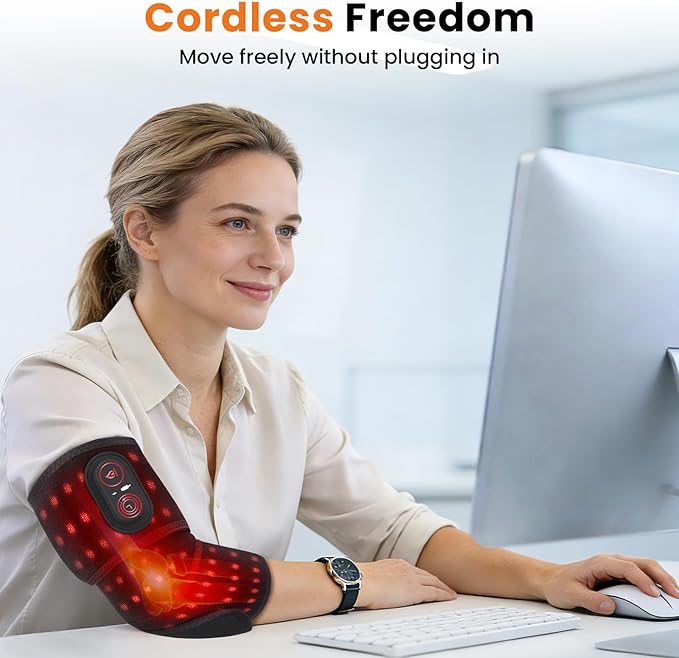 Cordless Heating Pad for Arm & Elbow for Pain Relief, 5000mAh Rechargeable Arm Heating Pad, Extra Long Arm Heating Pad Sleeve,Large Area Heated Elbow Wrap with 3 Heating Levels & Timer