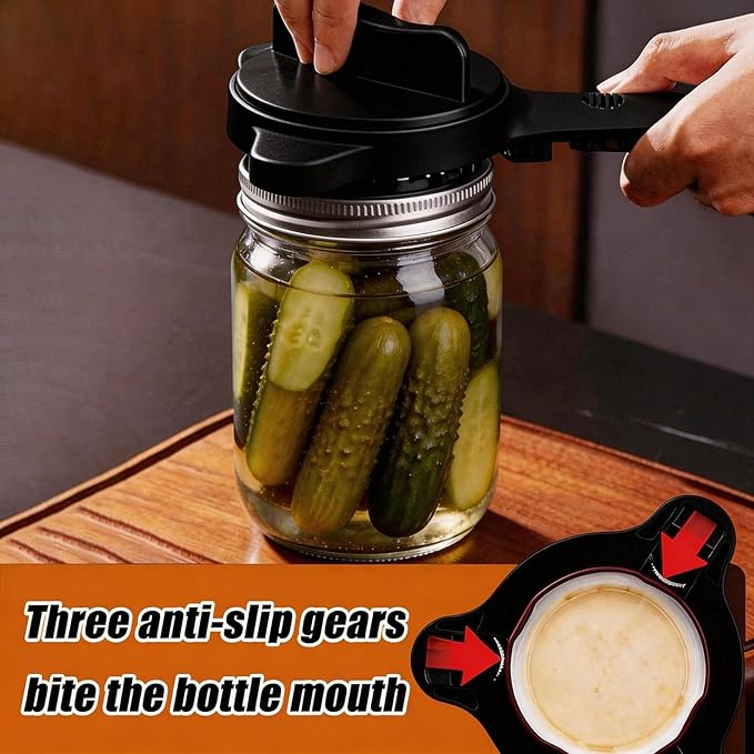 Multi Functional Jar Opener & Bottle Opener with Bonus Non-Slip Grip Cover, Effortless Lid Remover for Seniors, Weak Hands & Women, Kitchen Gadget
