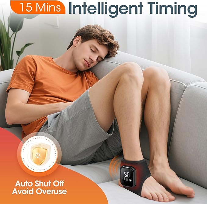 DREAMSOME Cordless Rechargeable Ankle Massager with Heat, Heated Ankle Wrap with Vibration, Portable Foot & Ankle Heating Pad, 3 Heat Levels & 3 Vibration Modes, Adjustable Brace for Men & Women