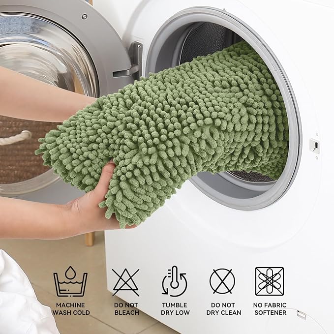 Bcoimo 30x20 Chenille Bath Mat – Non-Slip with Backing Bath Rug Ultra-Absorbent and Machine Washable Bathroom Mat Quick-Dry Design. Ideal for Bathroom Shower and Tub Areas
