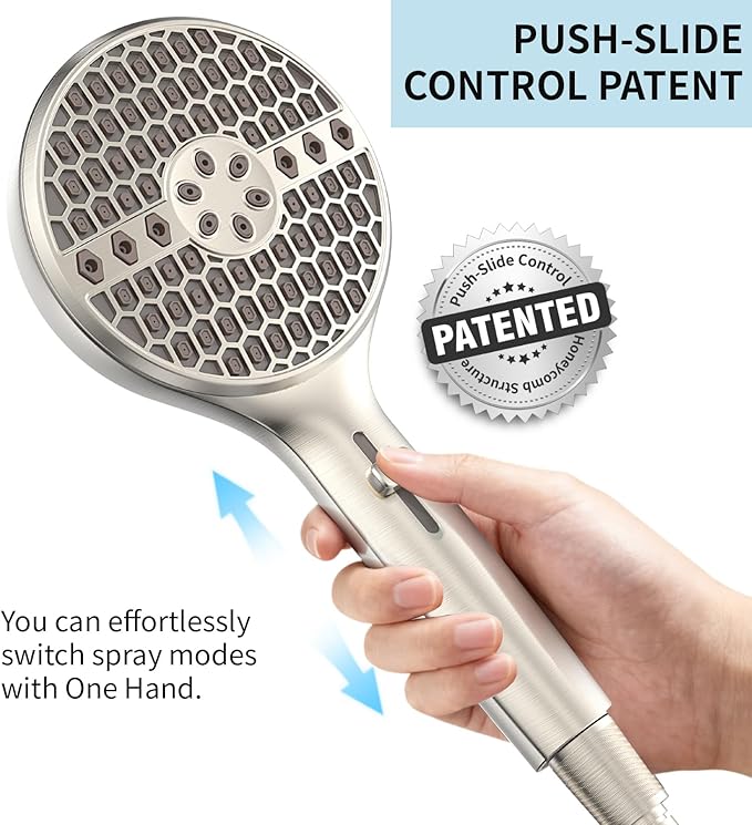 Shower Head, High Pressure 9-Spray Modes Handheld Showerhead, 71" Long Hose Hand Held Shower, Brushed Nickel Shower Head With Wall Bracket & Power Wash
