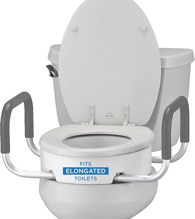 NOVA Raised Toilet Seat with Handles for Seniors – Elongated Toilet Riser with Safety Grab Bars, Elevated Toilet Seat for Elderly, Disabled & Post-Surgery Support - Elongated Toilet