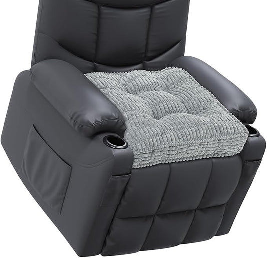 idee-home Recliner Cushions for Elderly, 20x20x5 Inch Corduroy Recliner Seat Cushion Tufted, Large Square Seat Cushion for Recliner Chair, Floor Pillow, Boosting Support Reduce Hip Pain, Light Grey