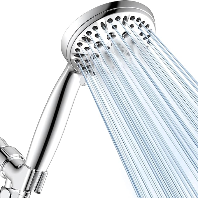 Shower Head, 6 Spray Modes Handheld Showerhead, High Pressure Hand Shower with 59 Inch Stainless Steel Hose and Adjustable Shower Head Holder, Chrome