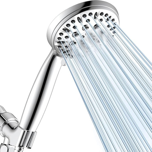 Shower Head, 6 Spray Modes Handheld Showerhead, High Pressure Hand Shower with 59 Inch Stainless Steel Hose and Adjustable Shower Head Holder, Chrome