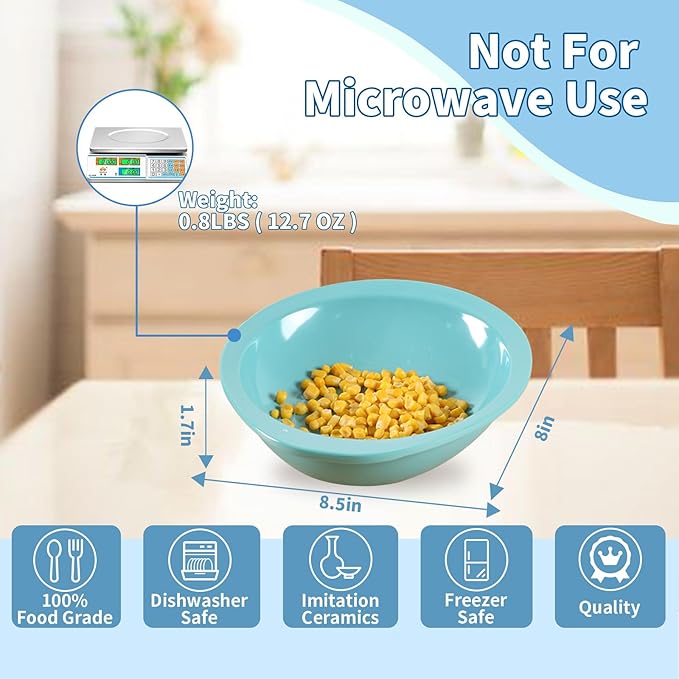 Adaptive Utensils Scoop Compartment Deep Dinnerware with Extra Wall, Spill-proof Divided Plate, Non-slip Adaptive Diner Wares for Elderly (Deep Bowl)
