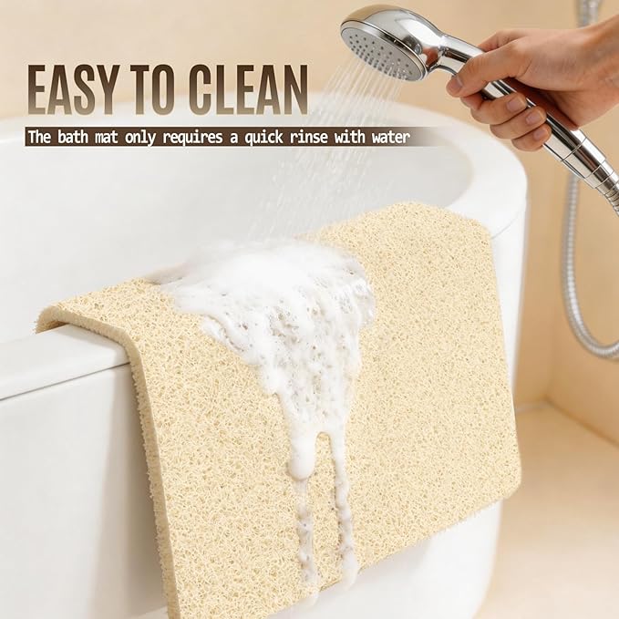 Joyhalo Shower Mat Bathtub Mat Non Slip, Bathmats Non Slip, Quick Drying Foot Scrubber Loofah Mats for Shower, Tub, Bathroom, Home, 32x24inch, Beige