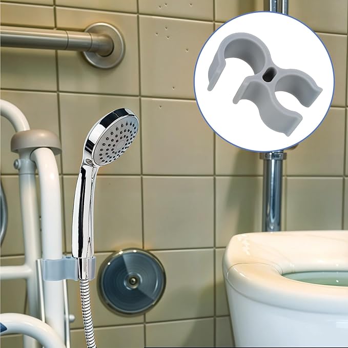 2 PCS Shower Head Holder for Shower Chair, Bath Seat Shower Bracket Attachment Tube Clamp Bracket for Inside Shower Bath Chair Tub Transfer Bench Shower Aids Accessories for Elderly Disabled Users