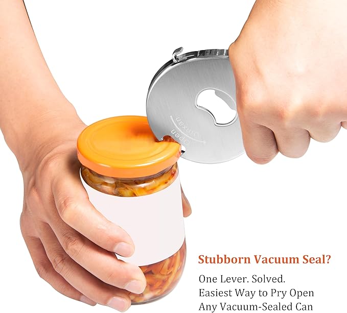 Uinxan Jar Bottle Can Opener for Seniors Arthritis Weak Hands-Easy Twist Off Small Caps (0.6"-2.7"), Pop Top & Pull Tab Seals,Patent Unique Portable Multifunction Gadget for Elderly/Women/Men(Black)