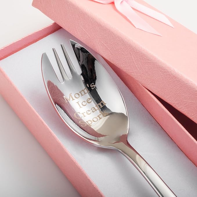 Alata Spork Gift for Mom, 1-Pack Food-grade Stainless Steel Spork, 5.7 Inches Salad Forks For Dessert, Ice Cream, Salad, Soup, Noodle, Spaghetti, Dishwasher Safe