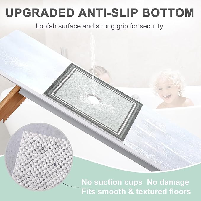 Square Shower Mat Non Slip: 27x27 Inch Extra Large Shower Mats for Inside Shower, Anti Slip Shower Floor Mat, Loofah Shower Stall Mats for Elderly, Non Slip Shower Mat with Drain Hole in Middle