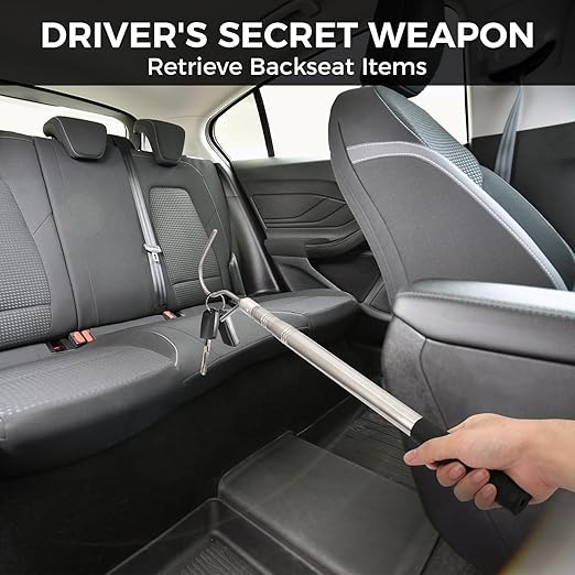 Bed Buddy Truck Tool – Adjustable 16-30 Inch Truck Cargo Grabber with Sturdy Steel Hook, Easy Install, Space-Saving Foldable Design, Perfect for Truck,RV, Boat & More (Curve Hook Set)