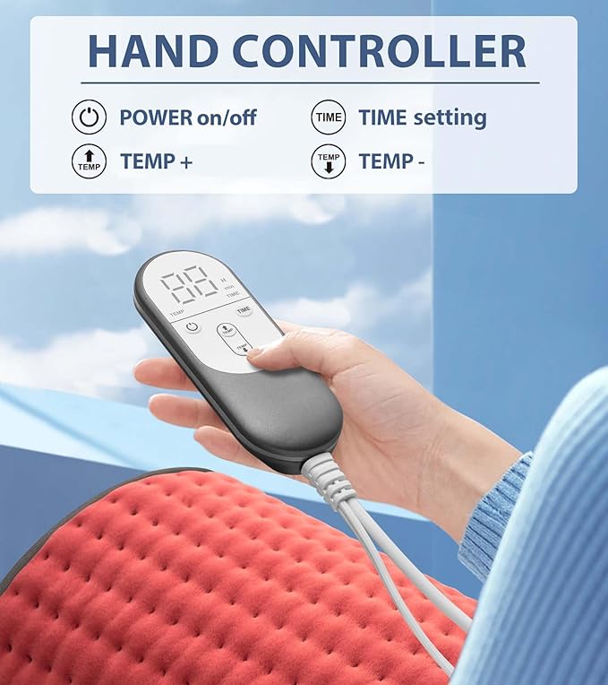 VALGELUIK Heating Pad for Back, Neck & Shoulder Pain Relief – 12"x24" Electric Heat Pad, Auto-Off, Machine Washable, Moist/Dry Heat Options – Thoughtful Mother's Day Gifts for Mom, Dad, Women & Men