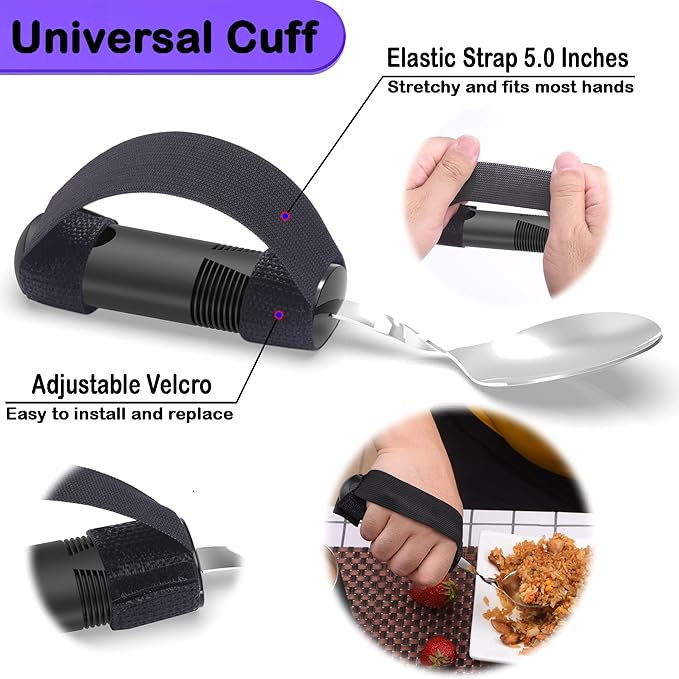 Adaptive Utensils for Parkinsons Patients Elderly, Weighted Utensils for Hand Tremors, Parkinsons Eating Utensils for Disabled People, Weighted Silverware for Hand Tremors Arthritic Hands
