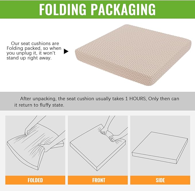 Recliner Cushions for Long Sitting Foam Seat Cushion Soft Tufted Layer for Elderly Seniors, Recliner Chair, Floor Pillow, Office Chair, Car, No Pressure on Thighs, 20X20X3 Inch - Knitted Khaki
