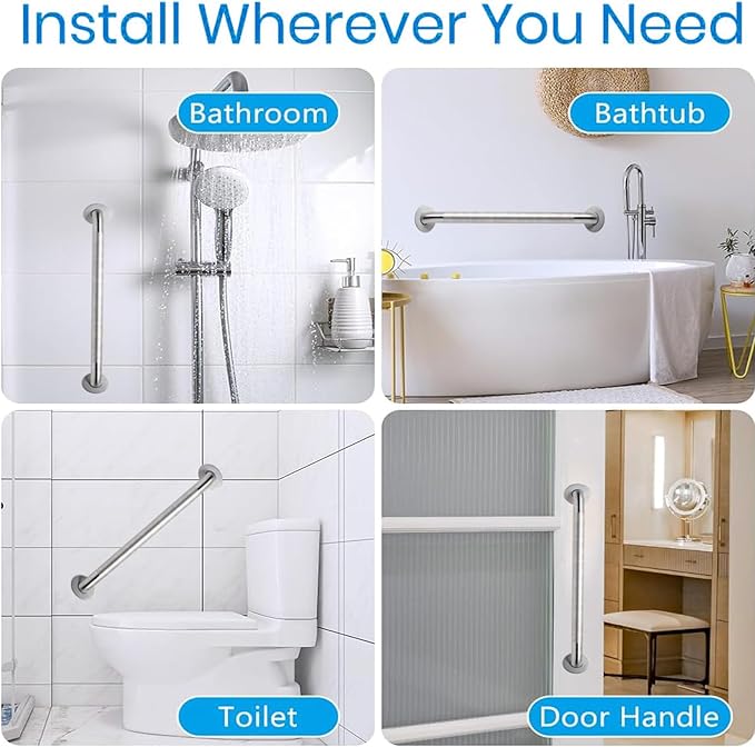 20 Inch Shower Grab Bar, Anti Slip Grab Bar for Bathtubs Showers Toilet, Safety Stainless Steel Shower Handles Hand Rail for Senior, Elderly, Handicap, Pregnant, Children