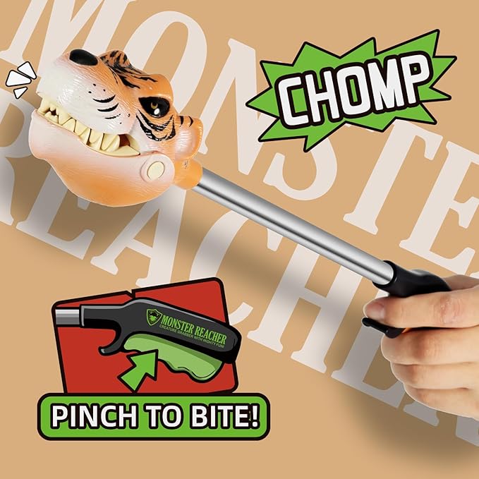 DINOBROS Tiger Grabber Toys Pincher Snapper Chomper Monster Reacher Robot Hand Animal Toy for Kids