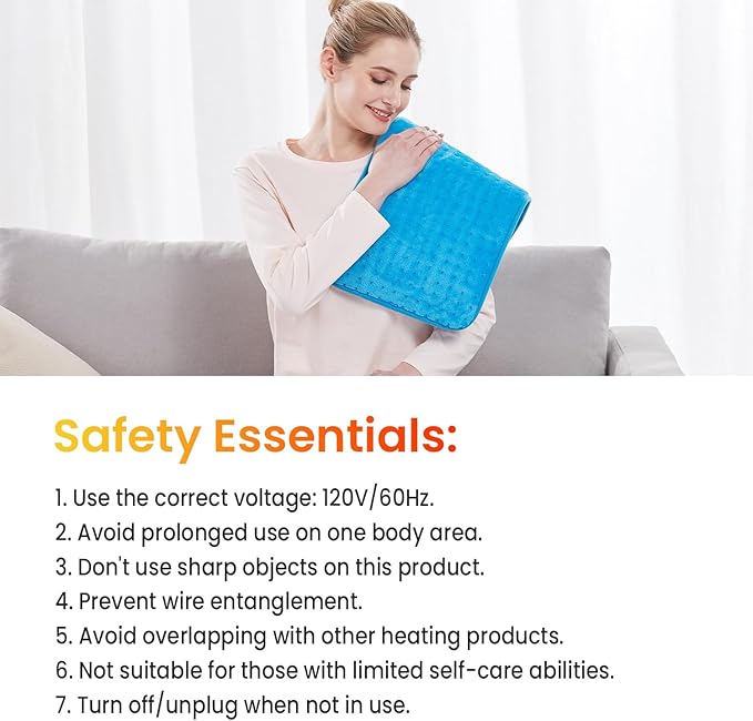 WOOMER Extra Large Heating Pad, Electric Heating Pad for Back Pain & Cramps Relief, Heat Pad with Multi-Color Option, Moist Heat Therapy Feature, Auto Shut-Off, Power Cords Storage Belt