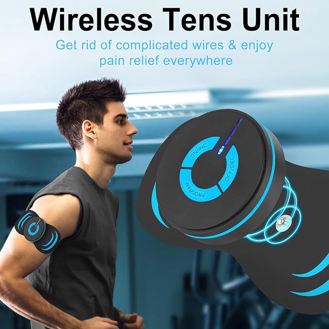MASTOGO Wireless TENS Unit 6 Mode 10 Intensity - Portable Rechargeable TENS Unit Muscle Stimulator for Pain Relief
