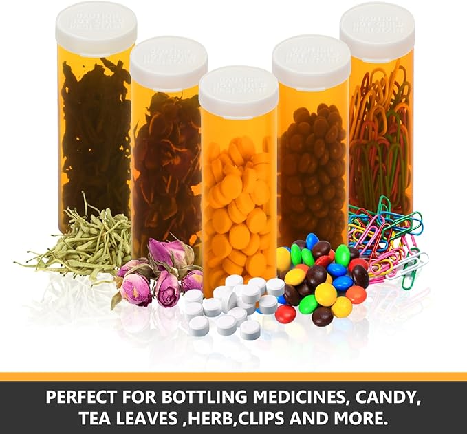 Empty Plastic Pill Bottles with Easy Open Caps (Not Child Resistant), Prescription Medication Vials, Clear Containers Pill Cases Dispenser Organizers (60 Dram, 12pcs)