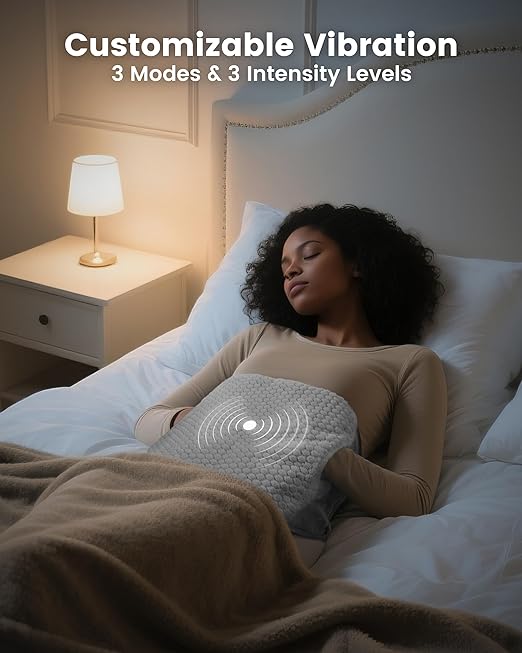 COMFIER Heating Pad with Massager for Back Pain,Extra Large Size Heating Pads for Cramps,Auto Shut Off, Corded Heated Waist Belt with 3 Vibration Modes, Mothers Day Gift, Grey