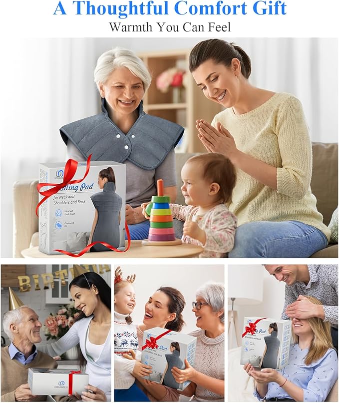 Weighted Heating Pad for Neck and Shoulders and Back, Mothers Day Gifts for Mom Wife, 22"x37" Large Heat Pad for Pain Relief and Daily Relaxtion, 6 Heat Levels 4 Timers, Auto-Off, Gifts for Women Men