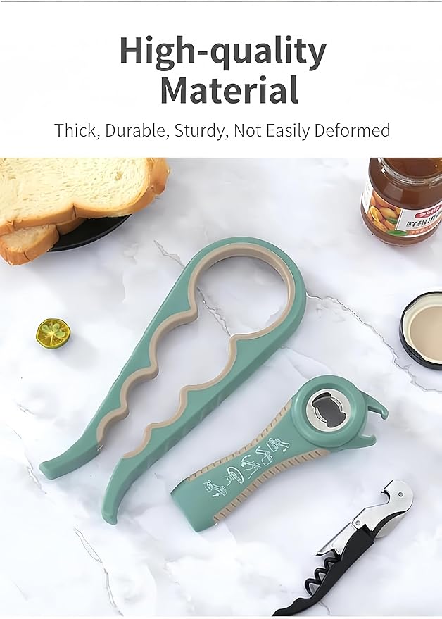 Opener | 5-in-1 Non-Slip Bottle Opener for Weak hands, Seniors with Arthritis and Anyone with Low Strength, featuring a leverage opener, a can opener, and a wine bottle opener