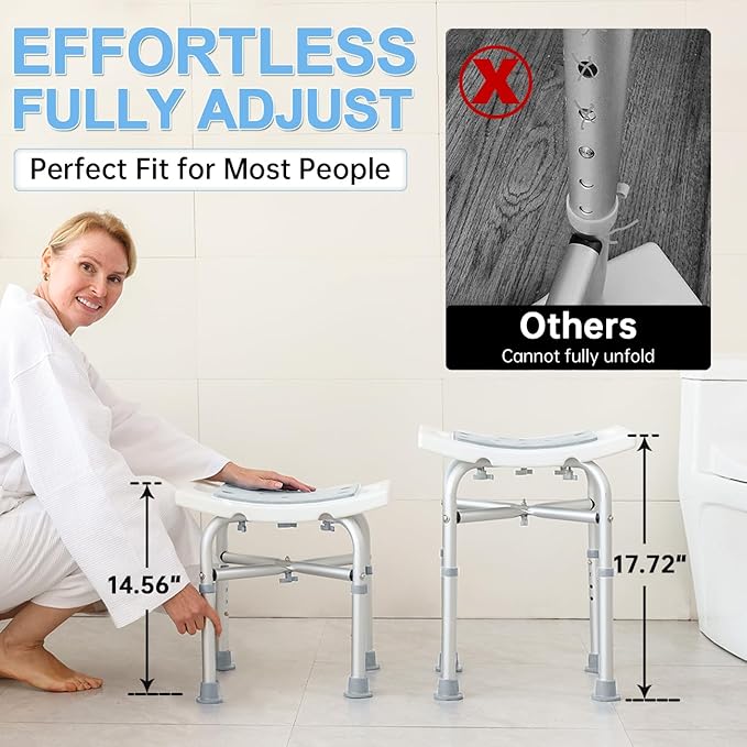 Heavy Duty Shower Chair for Inside Shower, Padded Shower Seat for Adults, Adjustable Bath Chairs for Bathtub, Shower Stool for Elderly/Senior/Handicap/Pregnant