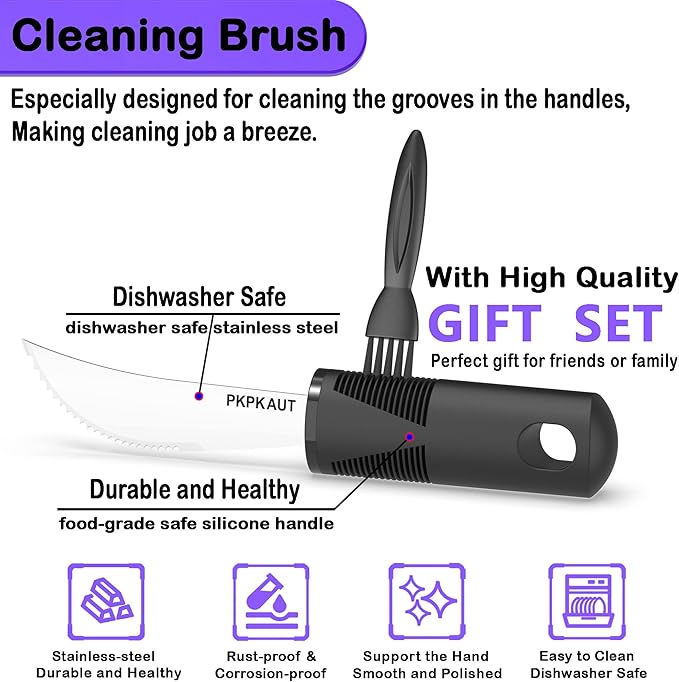 Adaptive Utensils for Parkinsons Patients Elderly, Weighted Utensils for Hand Tremors, Parkinsons Eating Utensils for Disabled People, Weighted Silverware for Hand Tremors Arthritic Hands