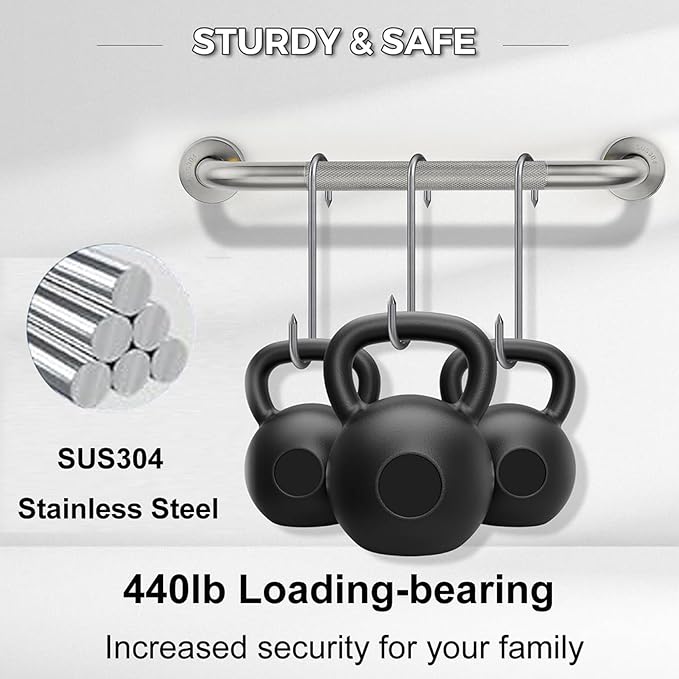 20 Inch Shower Grab Bar, Anti Slip Grab Bar for Bathtubs Showers Toilet, Safety Stainless Steel Shower Handles Hand Rail for Senior, Elderly, Handicap, Pregnant, Children